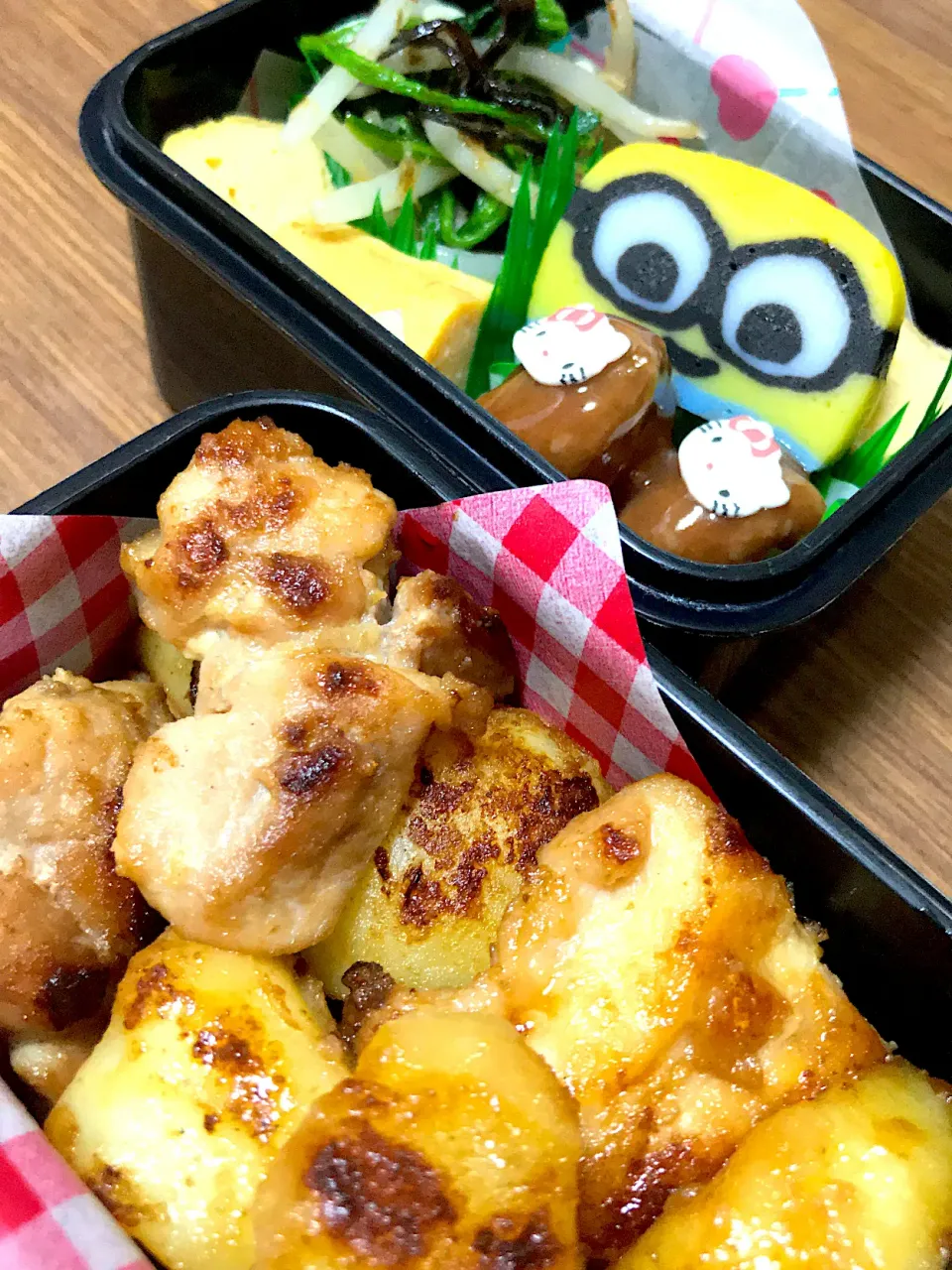 Snapdishの料理写真:夜勤弁当♡チキンとポテトのバター醤油|utaさん