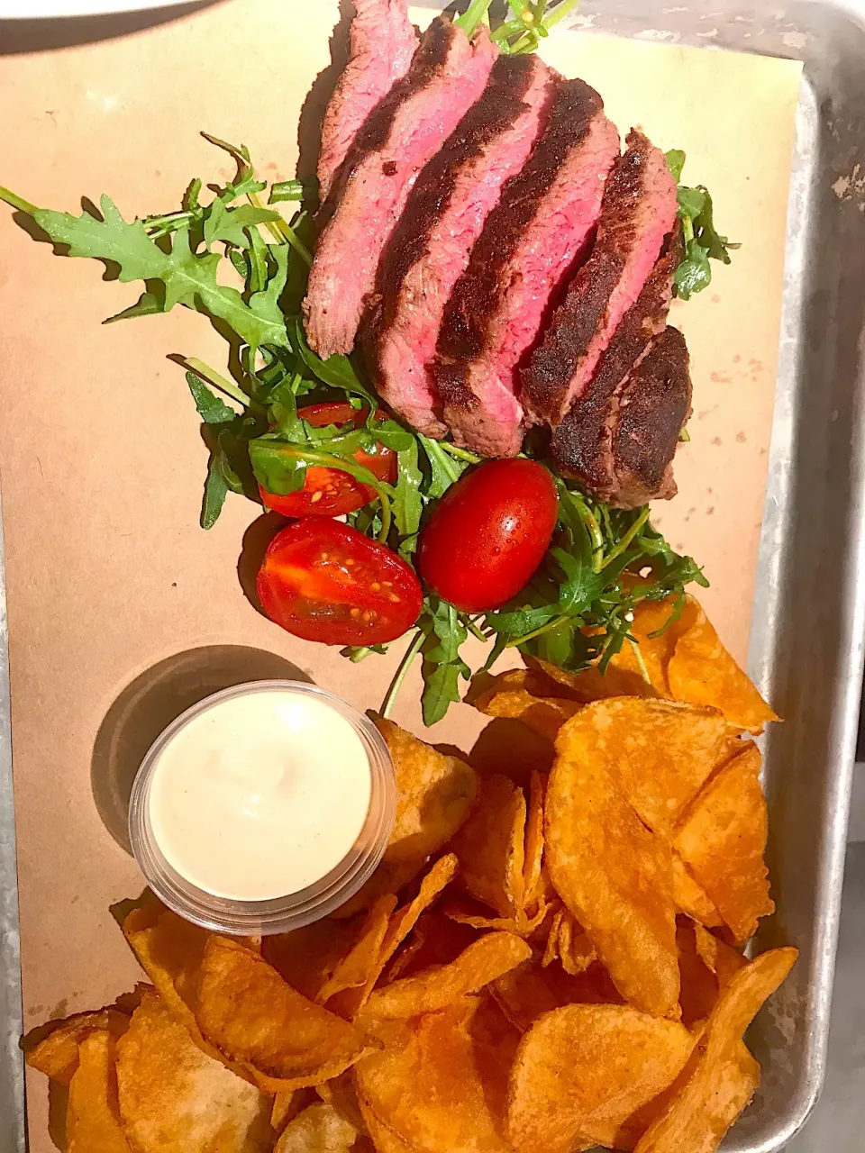 US wagyu sirloin with fried chips|Sky Blueさん