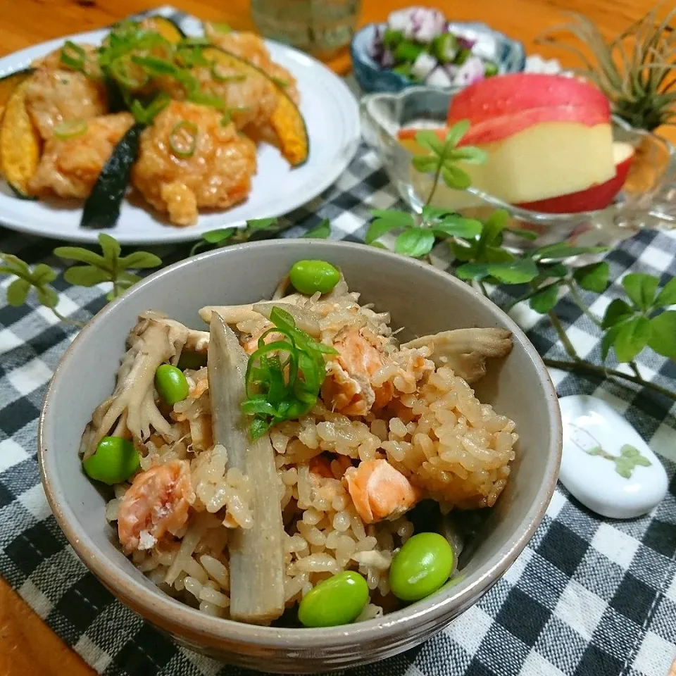 Snapdishの料理写真:なだちいさんの料理 シロさんの鮭とゴボウの炊き込みごはん🐟|とまと🍅さん