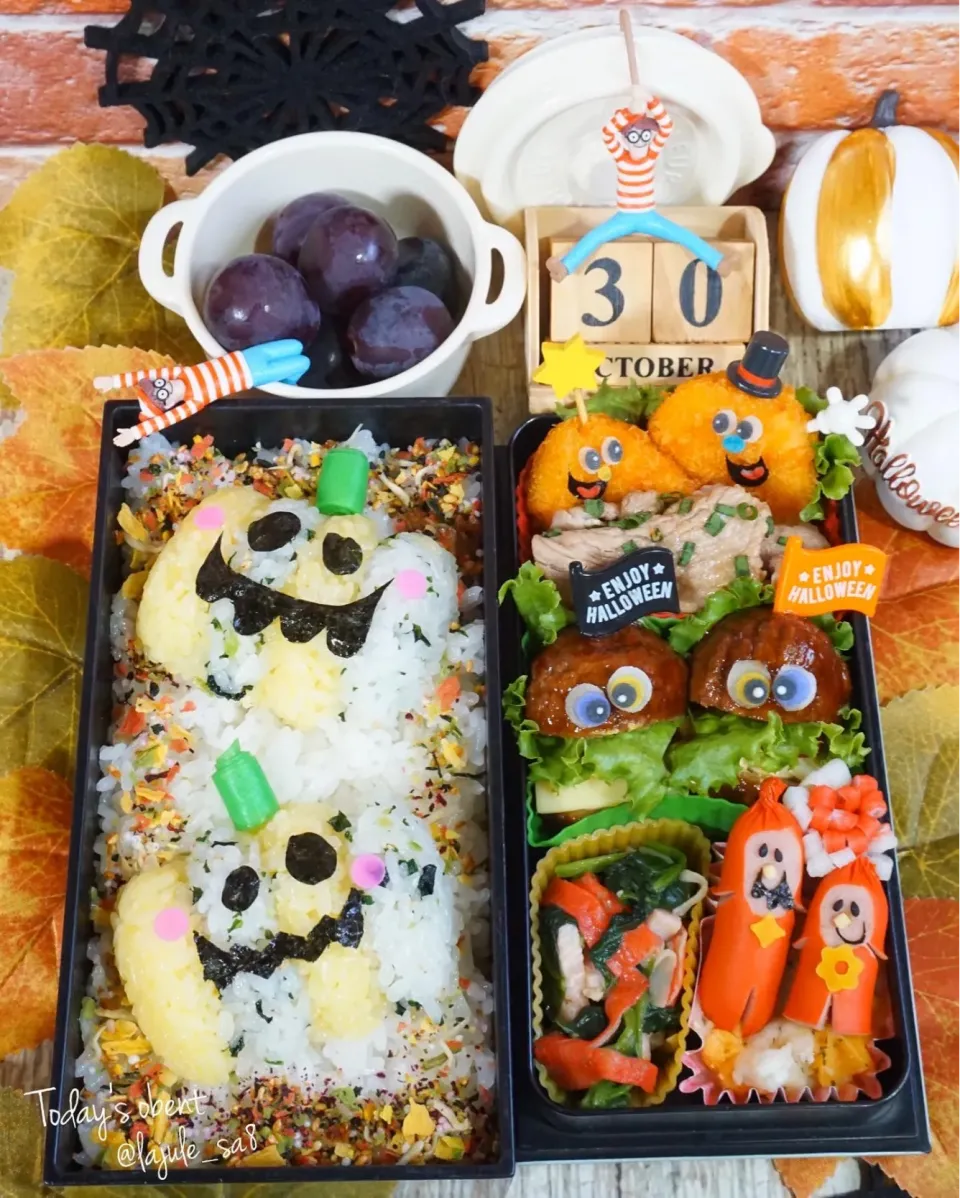 Snapdishの料理写真:②色ジャックオーランタン🎃お弁当|La-Jule Sa8さん