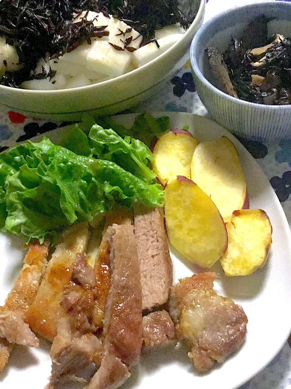 豚テキ    ひじきと牛蒡の煮物    長芋ひじき|掛谷節子さん