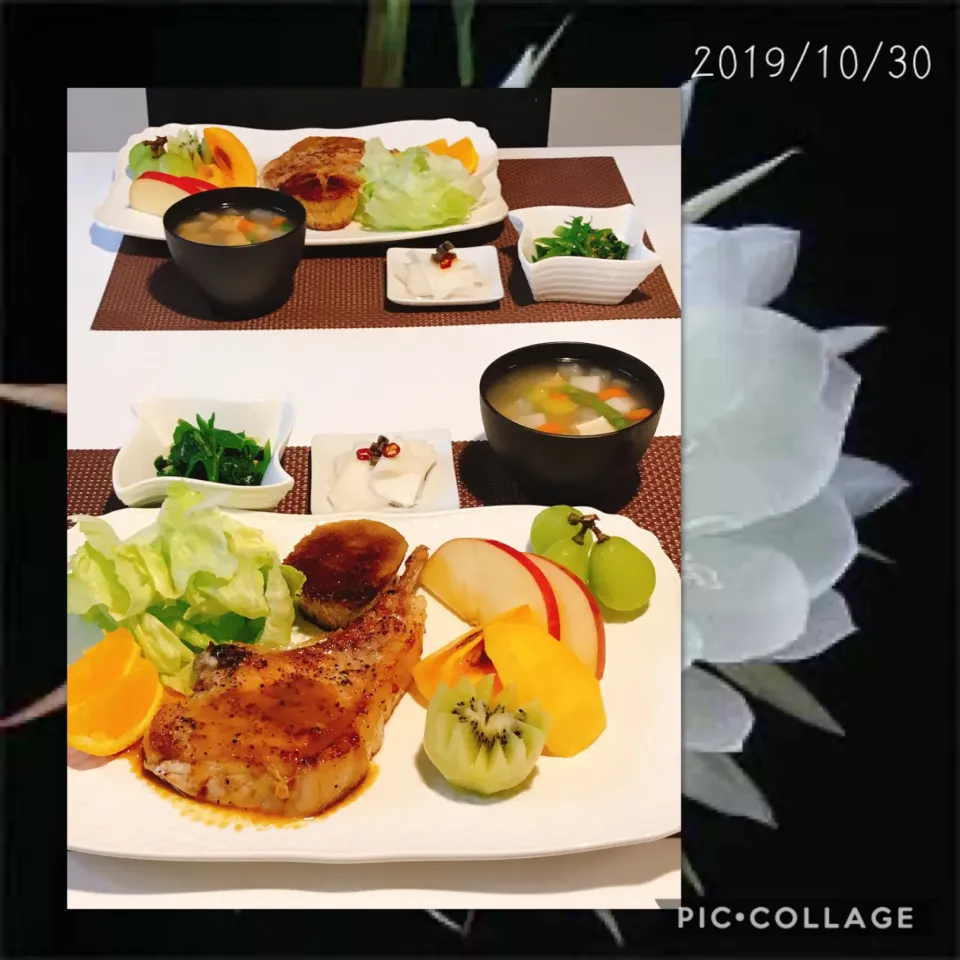 Snapdishの料理写真:#今宵の晩ご飯#骨付き豚ロースのソテー#のっぺい汁|みすてりあすゆっこさん