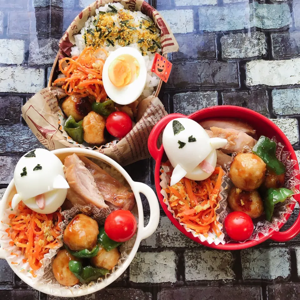 Snapdishの料理写真:全員弁当〜🎃🦇🕸|Rie Naganoさん