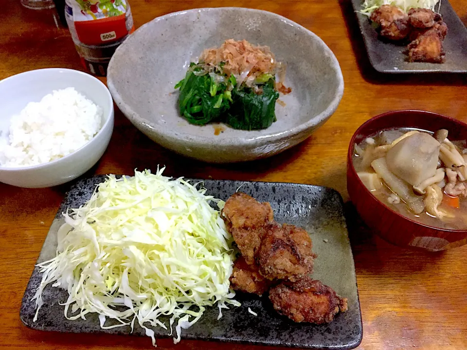 お夕飯 唐揚げと色々♪|さんだーさん