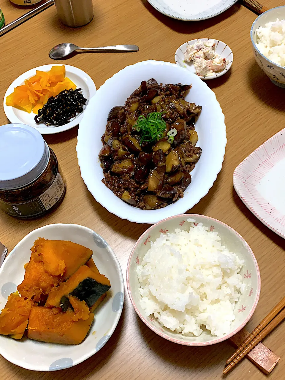 茄子とひき肉甘辛炒め　カボチャ煮物|爰音さん