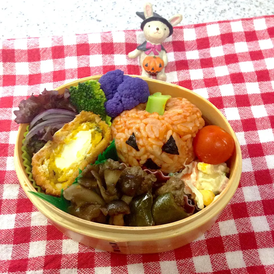 今日のお弁当🎃 #夫弁当  #わっぱ弁当  #ハロウィン弁当|naonaomimichanさん