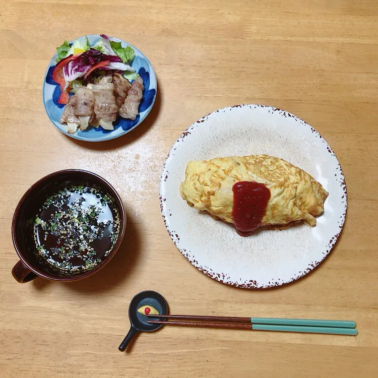 オムライス🍳　　肉巻きエリンギ🥓|ちゃみこさん