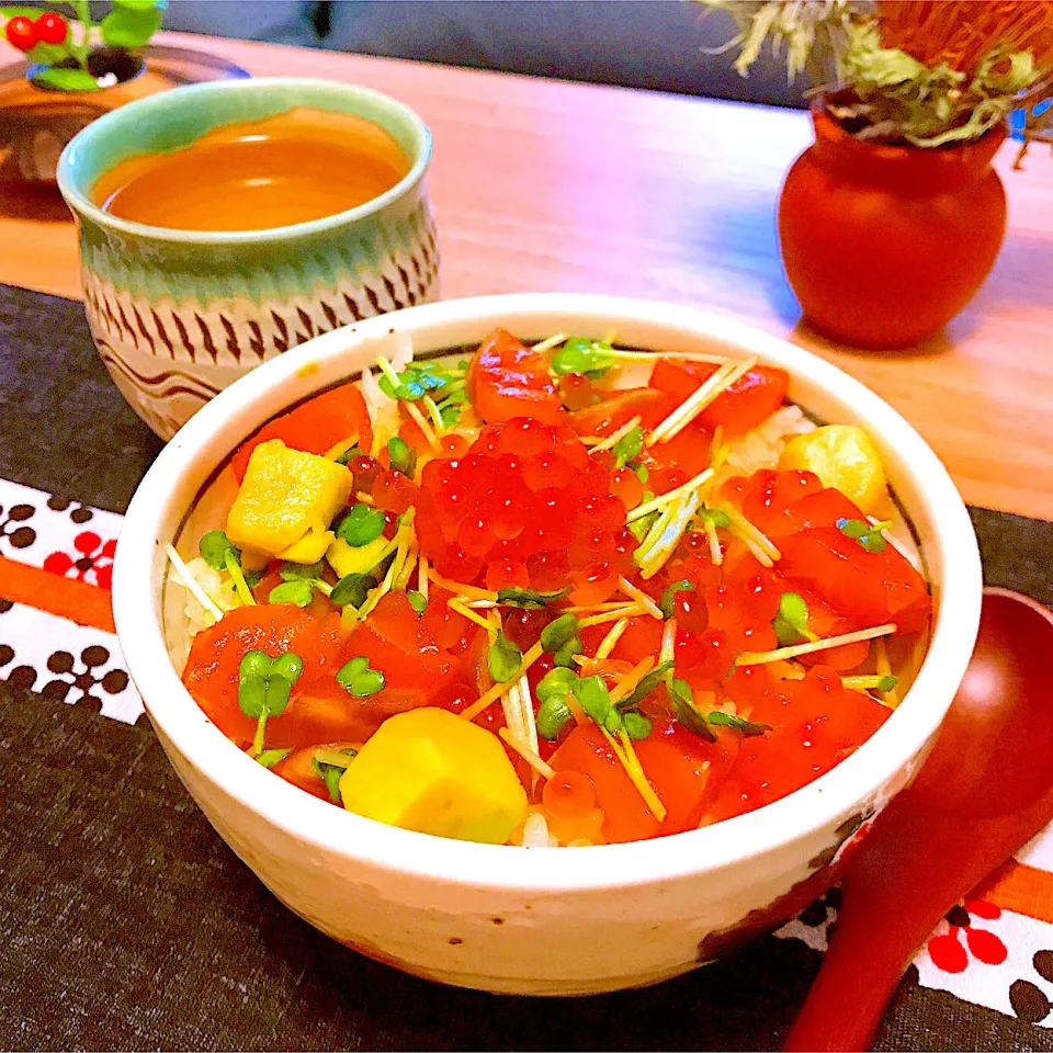 またまた簡単❗️イクラとサーモンの散らしどんぶり🍚😋|Sの食卓さん