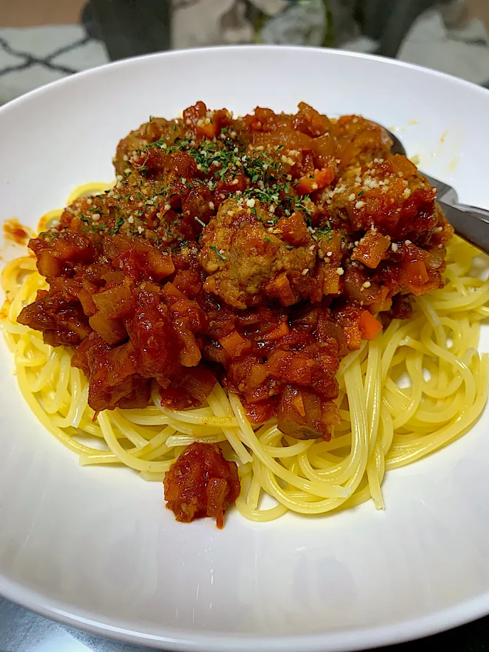 Snapdishの料理写真:ミートボールパスタ🍝|ぽんずさん