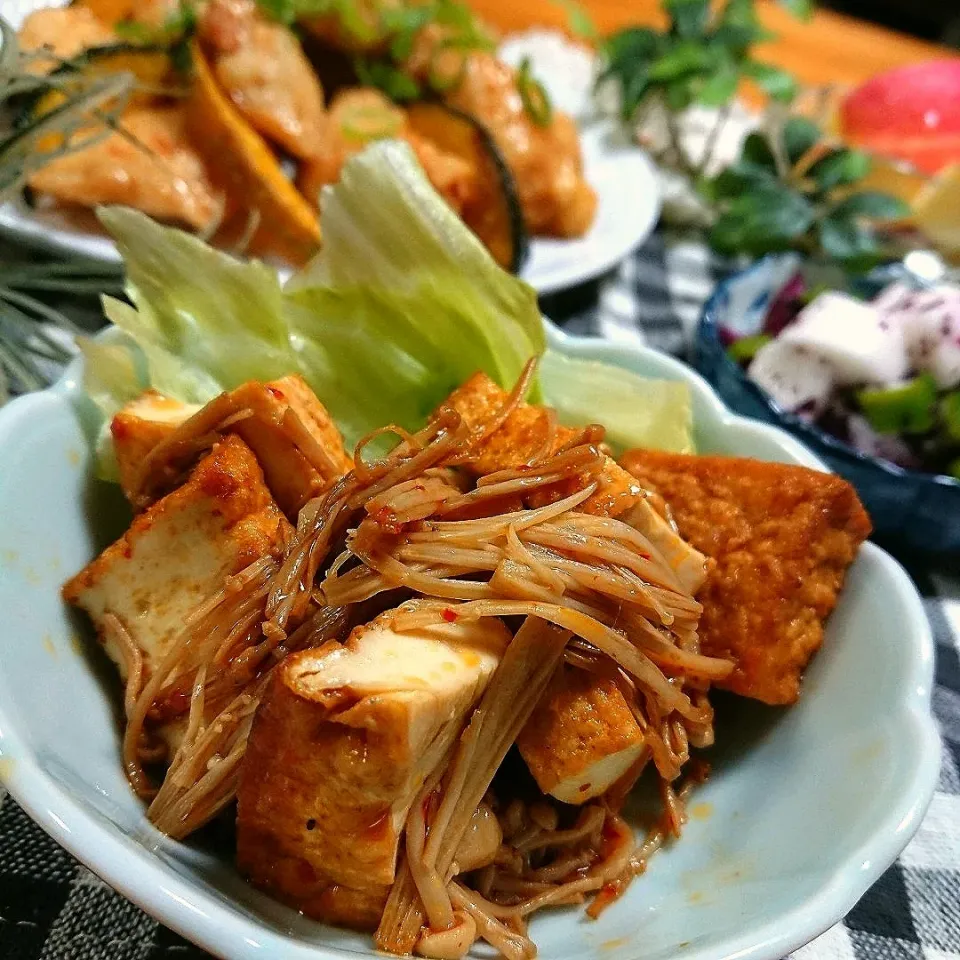 砂糖味屋キッチンさんの料理 厚揚げとエノキの豆板醤バター～♪♪|とまと🍅さん