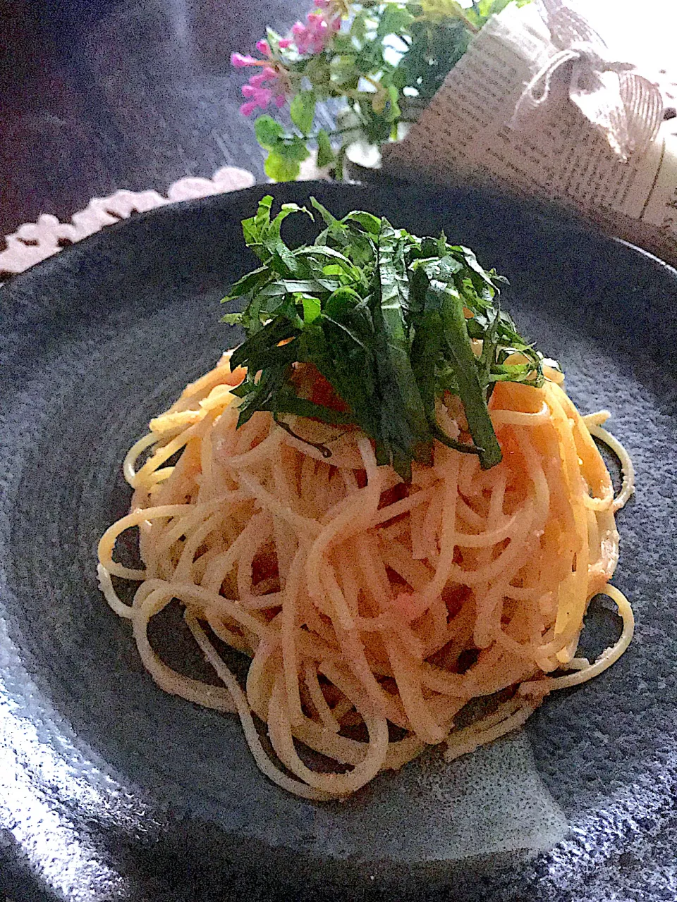 王道の明太子スパゲティ💕💕💕小盛りバージョン😆😁🥰|🌺🌺Foodie🌺🌺さん