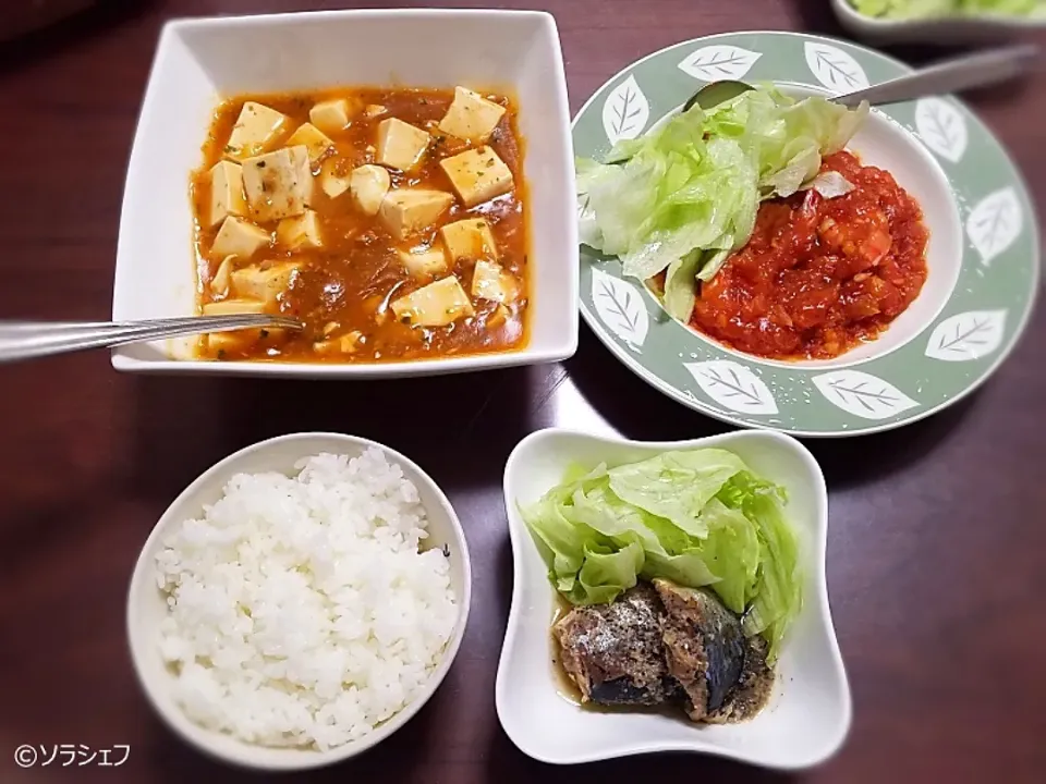 Snapdishの料理写真:昨日の晩ご飯だよ(*^^*)
★エビチリ
★麻婆豆腐
★鯖缶|ソラシェフさん