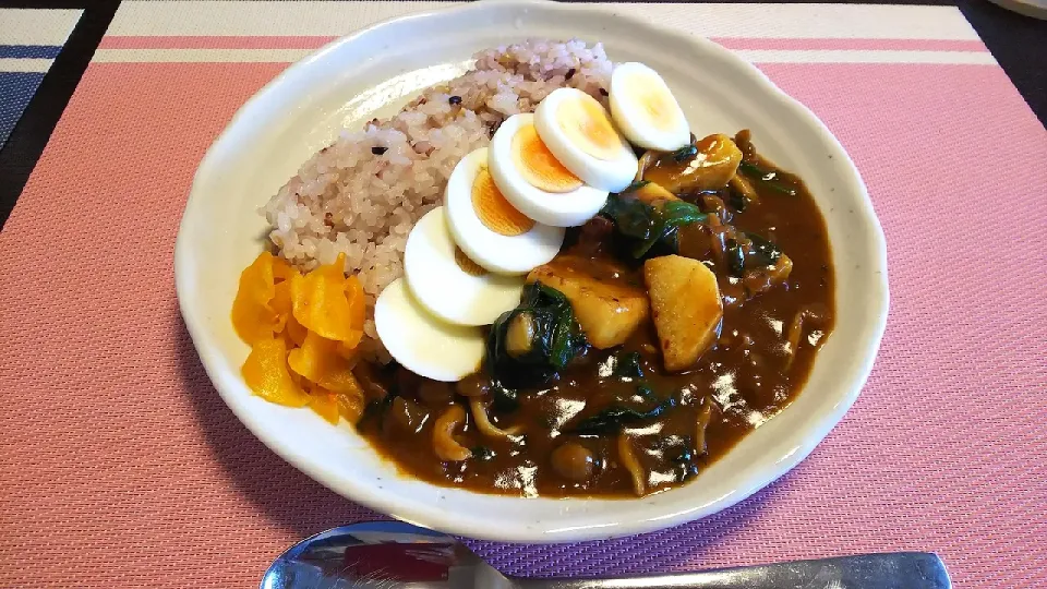 長芋しめじほうれん草カレー|ひとみさん