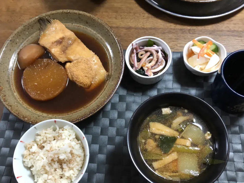 Ohana夕食、こもちかれい煮付け、わかめの酢味噌和え|Ohanaさん