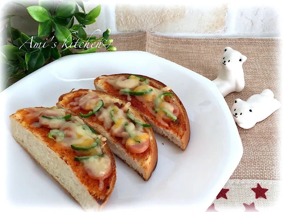 角食になり損ねた山食パン😅🍞ピザトースト🍕|あみさん