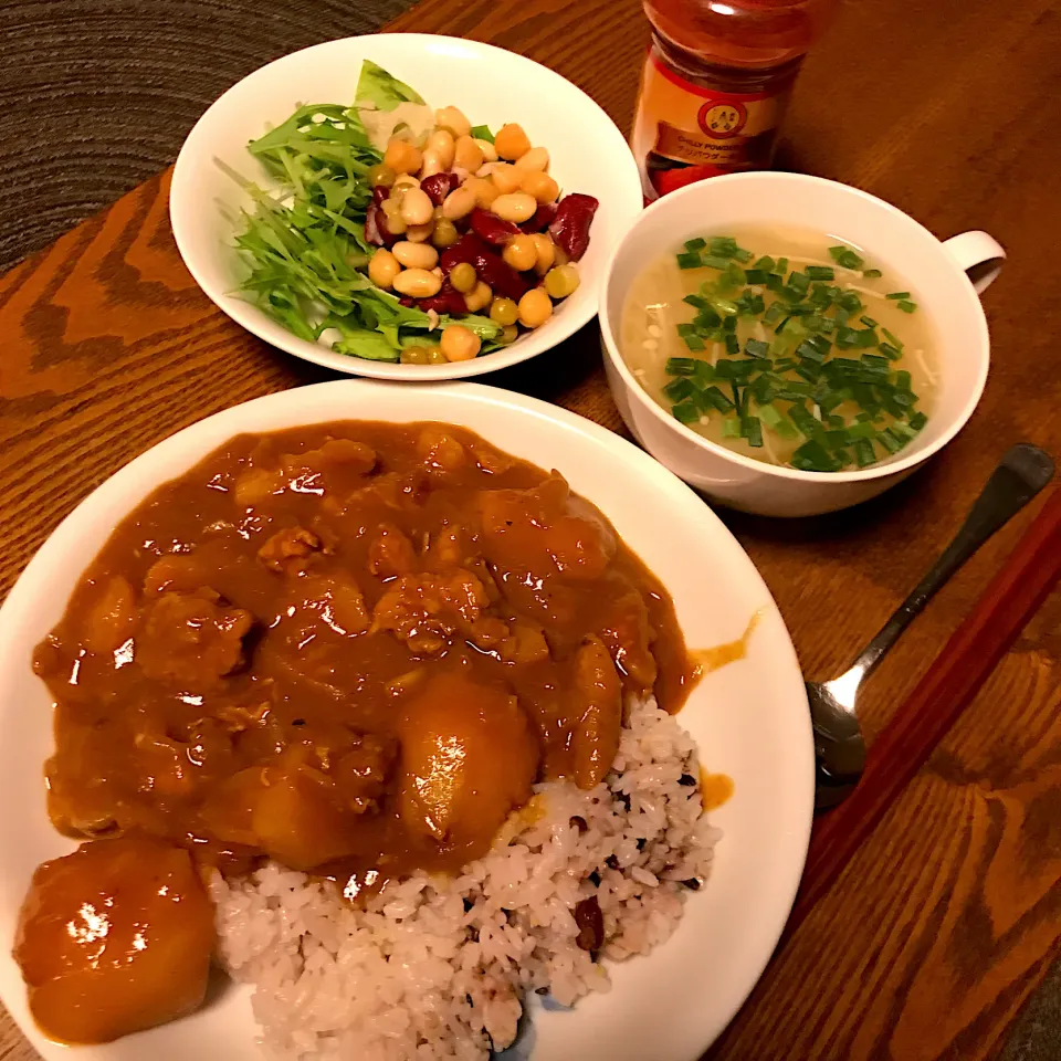 じゃがいもいっぱいカレーライスの晩ごはん|りこでりこさん