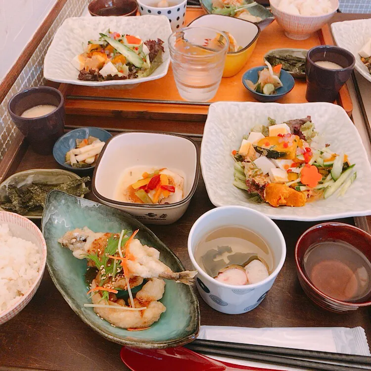 天ぷら　　かぼちゃと豆腐のサラダ🥗|ちゃみこさん