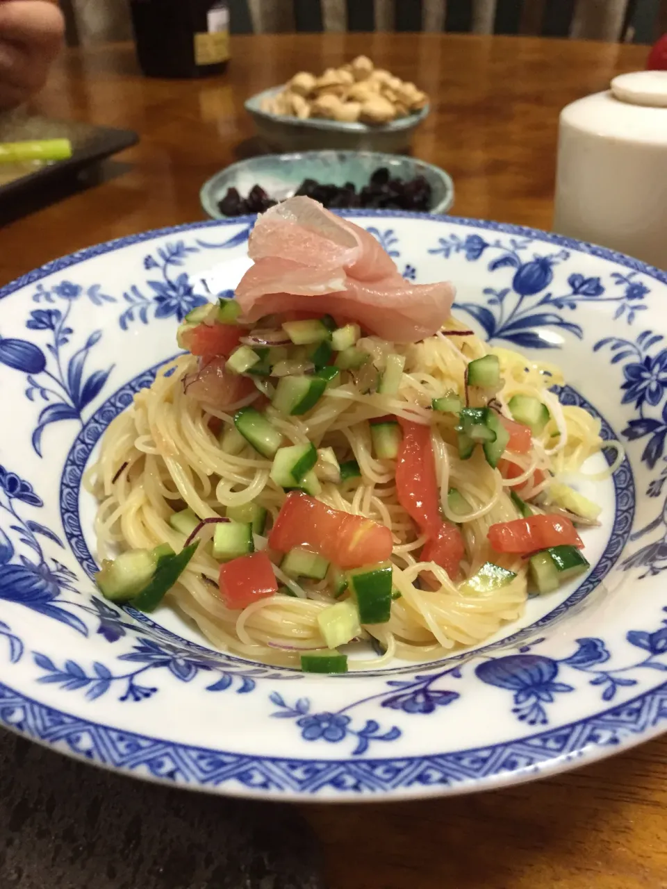 お野菜色々、冷製パスタ♪|さんだーさん