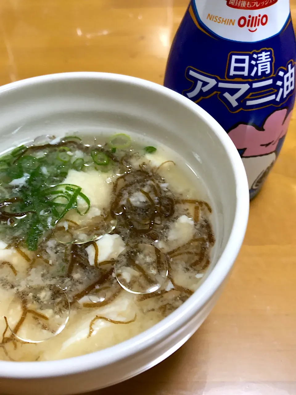 もずくと豆腐味噌汁　アマニ油かけ|りえさん