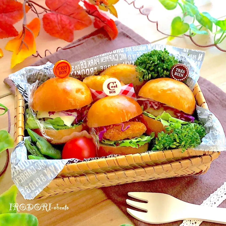 パンから手作りハンバーガー&フィッシュバーガー弁当|@panna_cotta.703さん