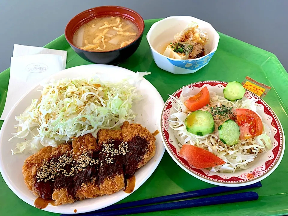 名古屋風味噌かつ、冷奴、ツナとトマトサラダ、味噌汁|Tadahiko Watanabeさん