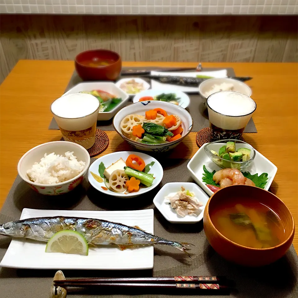 秋刀魚の塩焼きの晩ごはん|むぎこさん