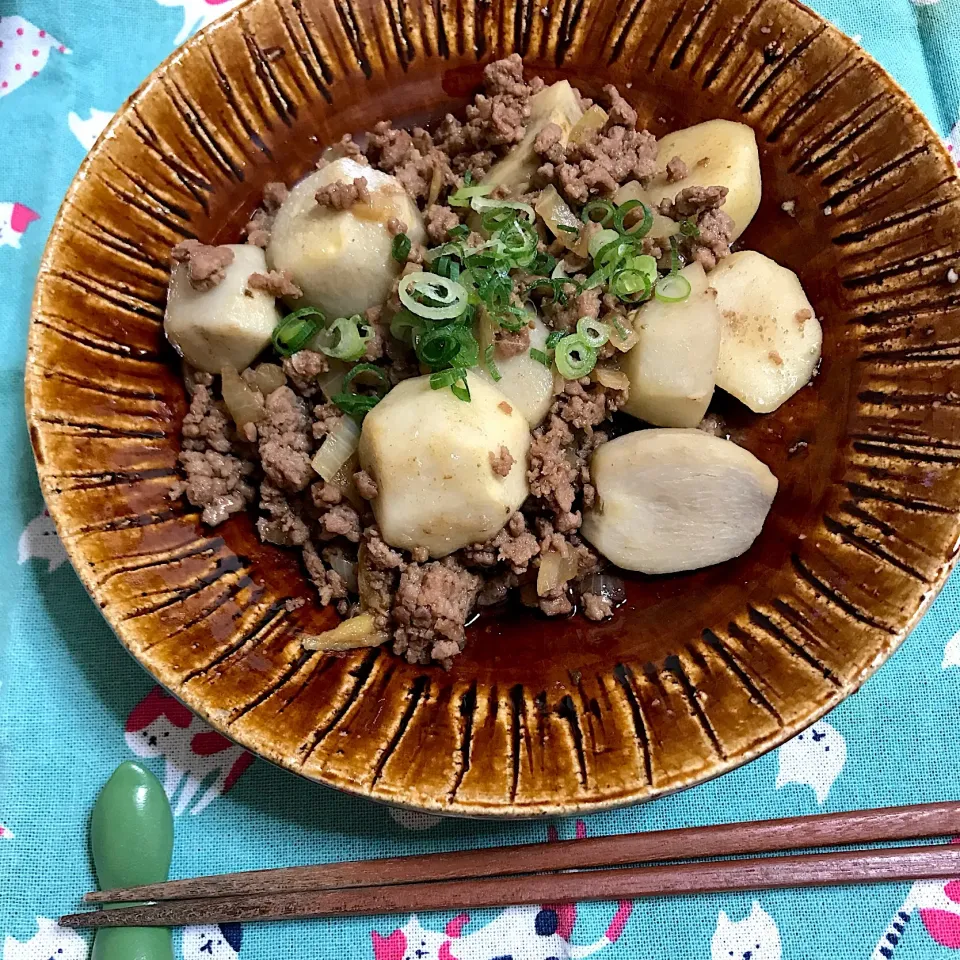 里芋とミンチの煮物|あさかさん