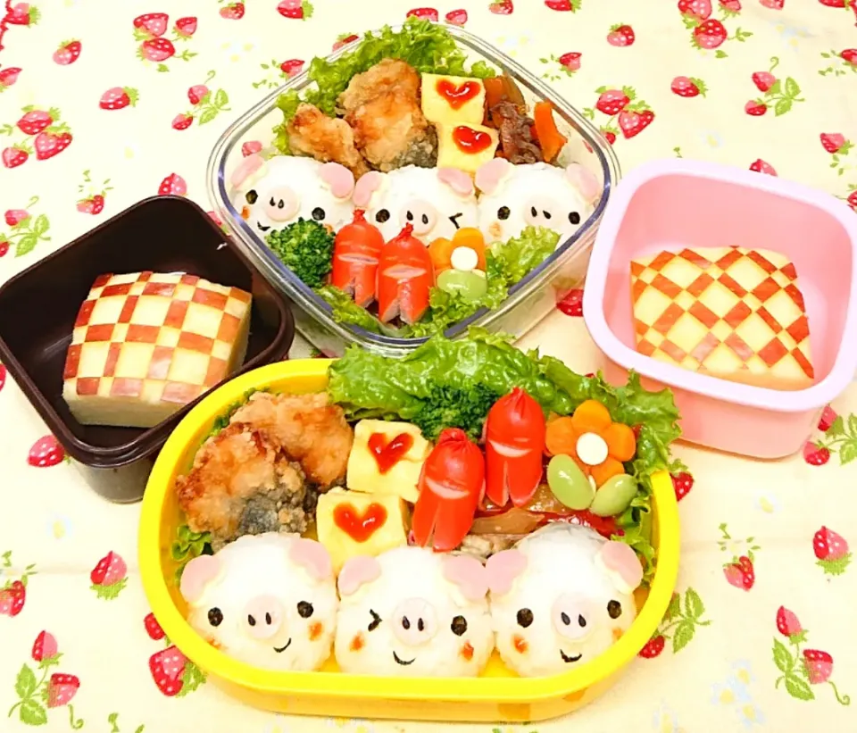 三匹の子ブタ弁当❤️|みちゅあしさん