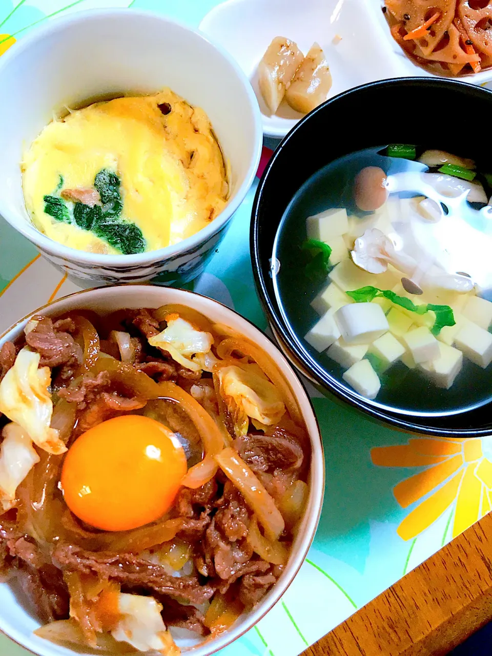 牛丼　お吸い物　茶碗蒸し|美羽さん