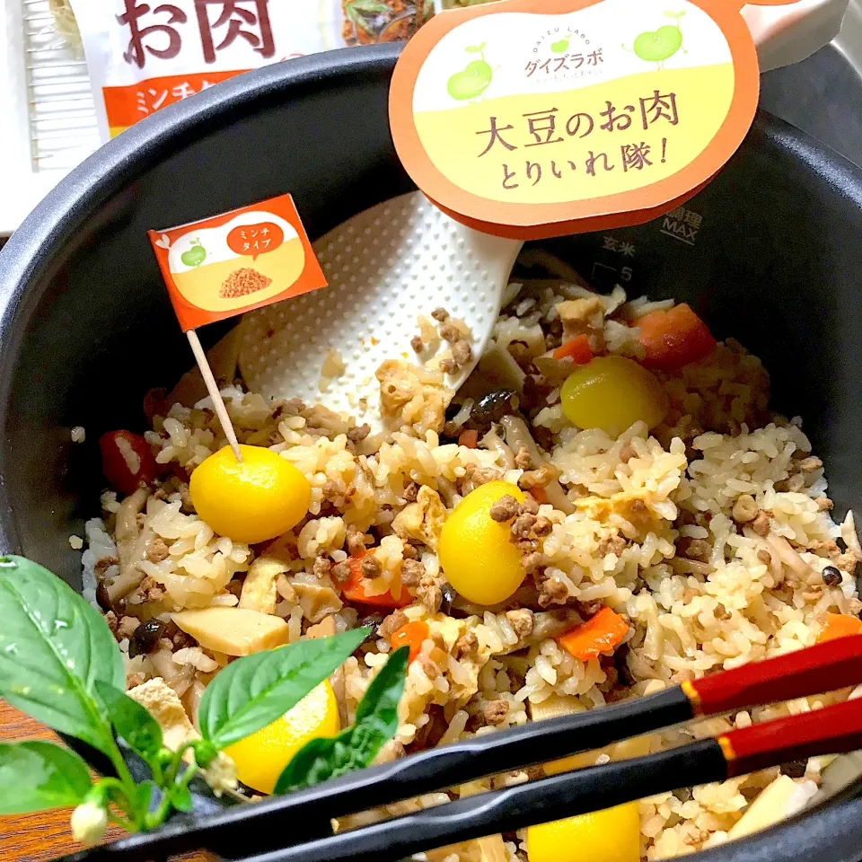 大豆のお肉ミンチタイプで炊き込みご飯|シュトママさん