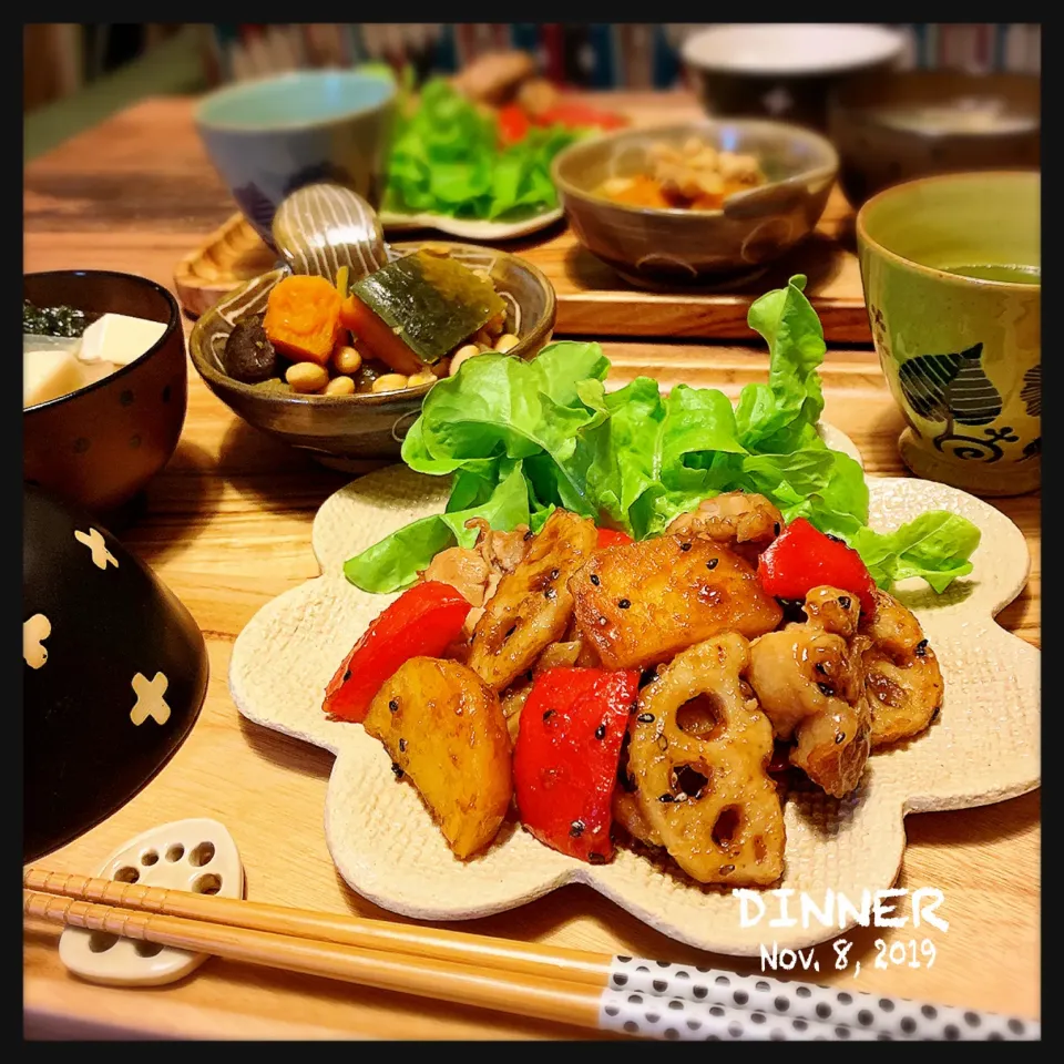 蓮根と薩摩芋の甘酢炒め定食|ともみさん