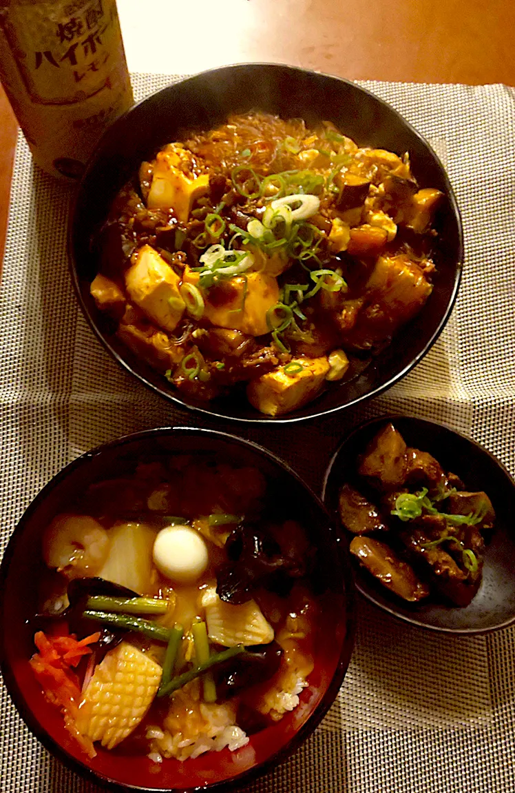 Today's Dinner🍴 中華丼･ﾀﾚﾚﾊﾞｰ･麻婆茄子,春雨&豆腐|🌈Ami🍻さん