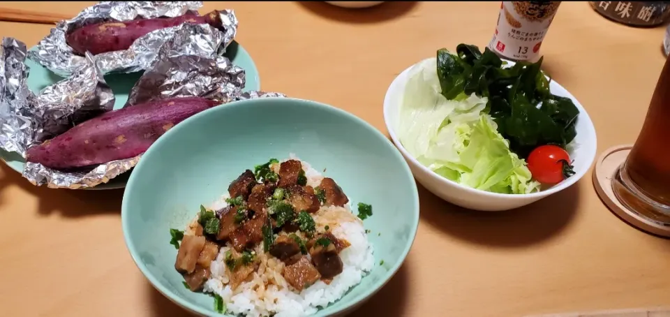 チャーシュー丼、焼き芋|ぷーさん