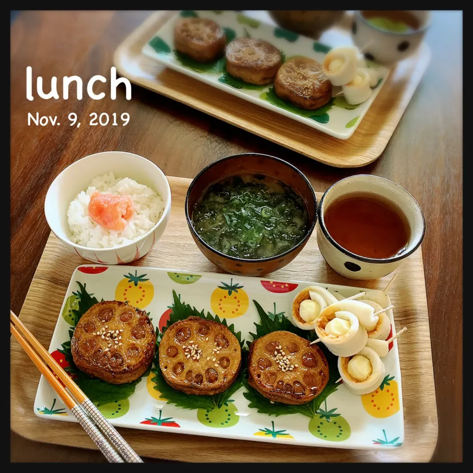 蓮根のはさみ焼き定食|ともみさん