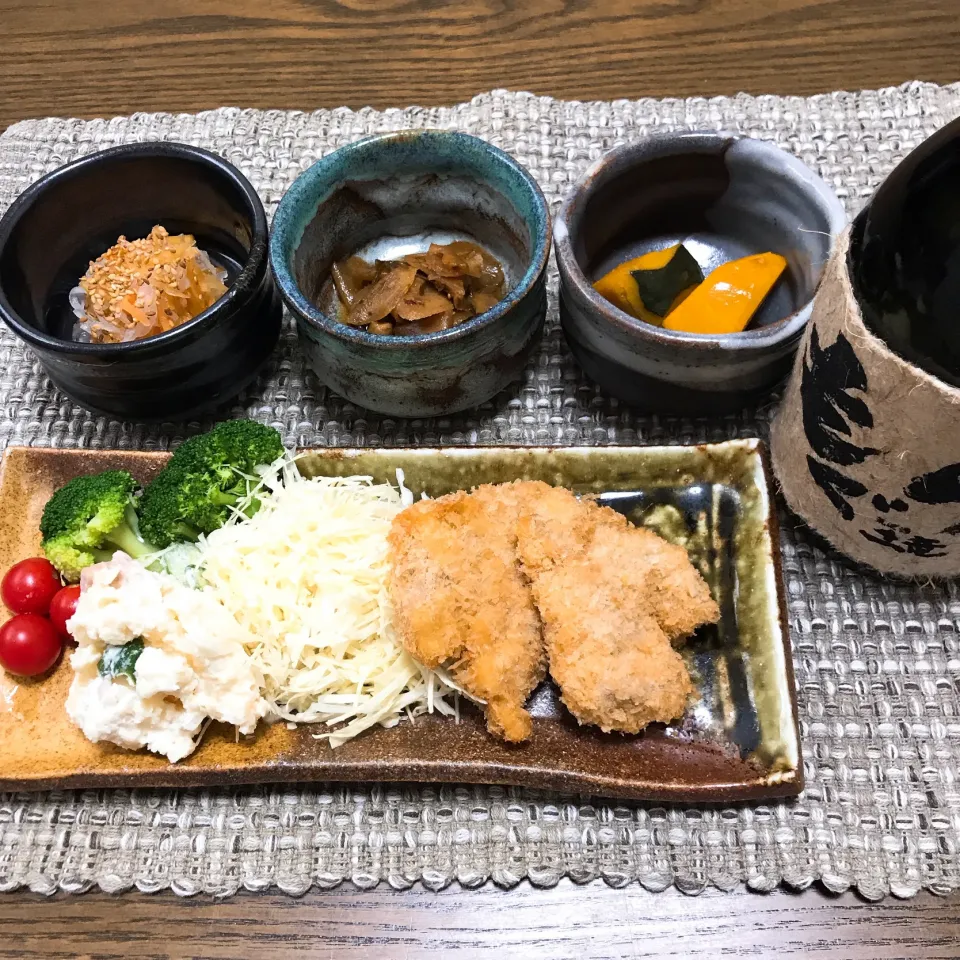 ヒレカツ定食❣️ 紅白なます、生姜の佃煮、かぼちゃの煮物|naoさん