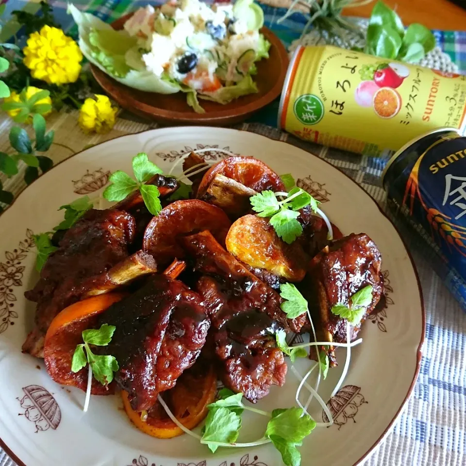 chiaki3さんの料理 オレンジスライスと甜麺醤・五香粉のアジアンスペアリブ🍖🍊|とまと🍅さん