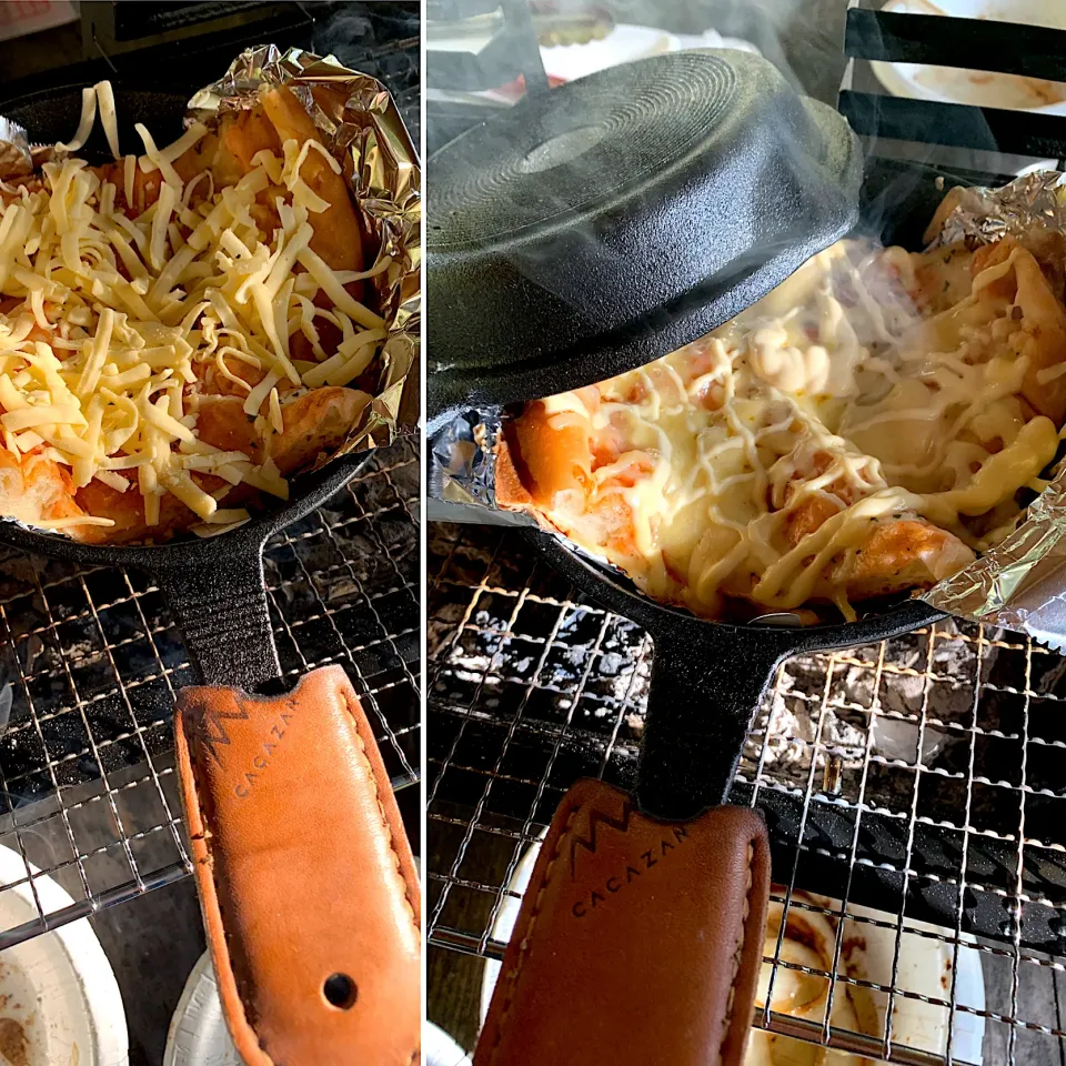 BBQの最後はスキレットでピッツァ🍕|wildcat山猫さん