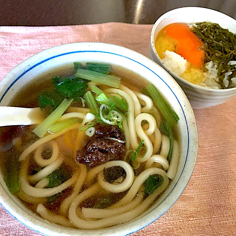 梅うどんとめかぶ卵ご飯|純さん