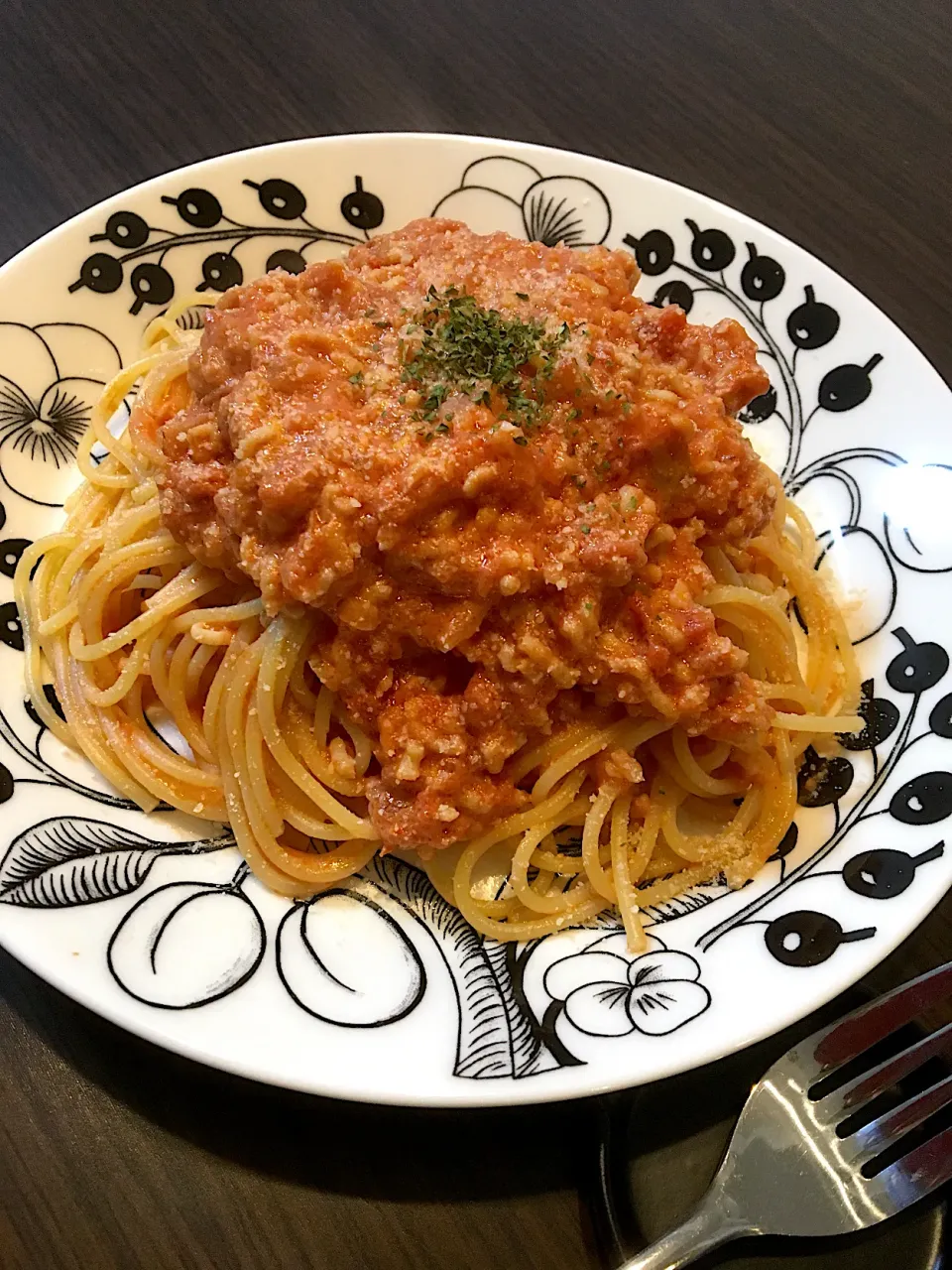 おさかなミンチを使ったミートソースパスタ|mikaさん