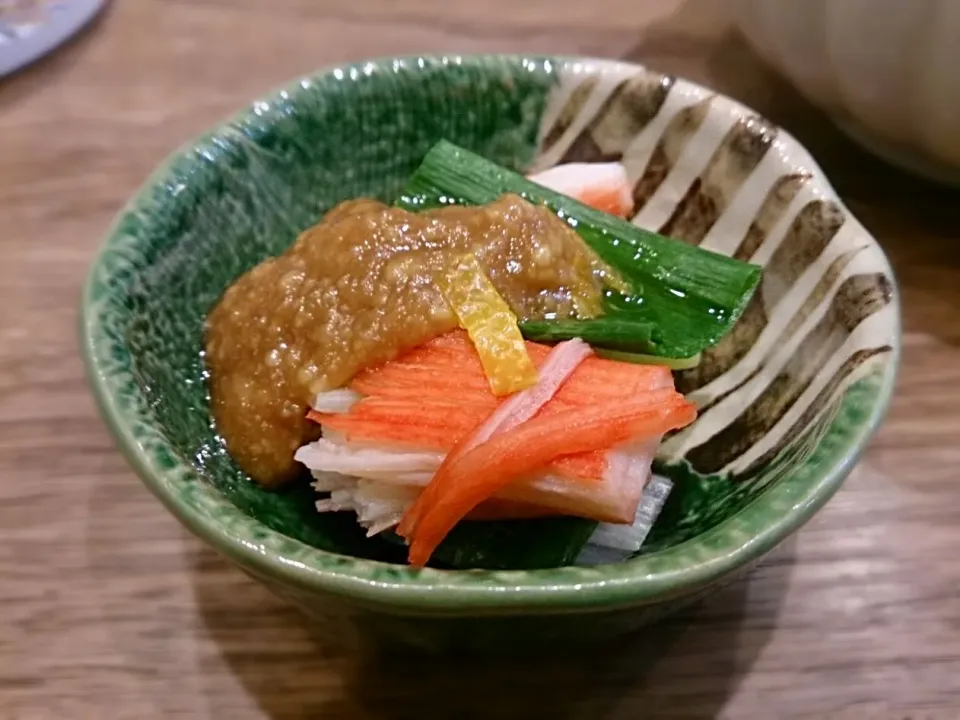 蒸しねぎとカニカマのぬた|古尾谷りかこさん