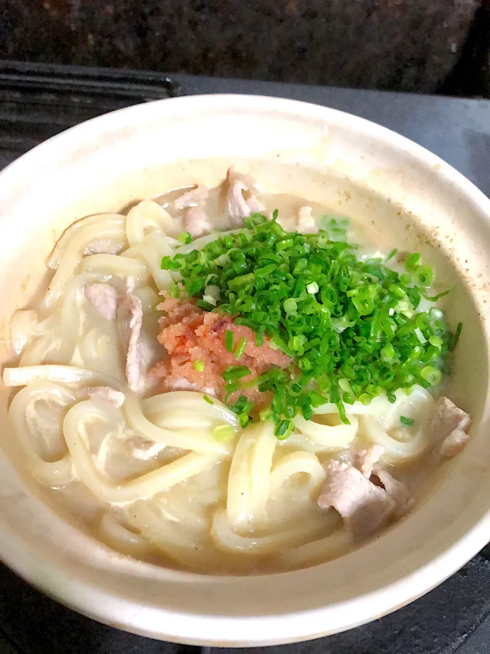 Snapdishの料理写真:プチっち土鍋で明太子うどん|Ayakoさん