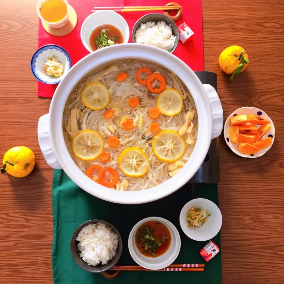 Snapdishの料理写真:白菜と豚肉のミルフィーユ鍋🍲✨ お友達と一緒に食べる至福のひととき🌈☺️|めぐぐさん