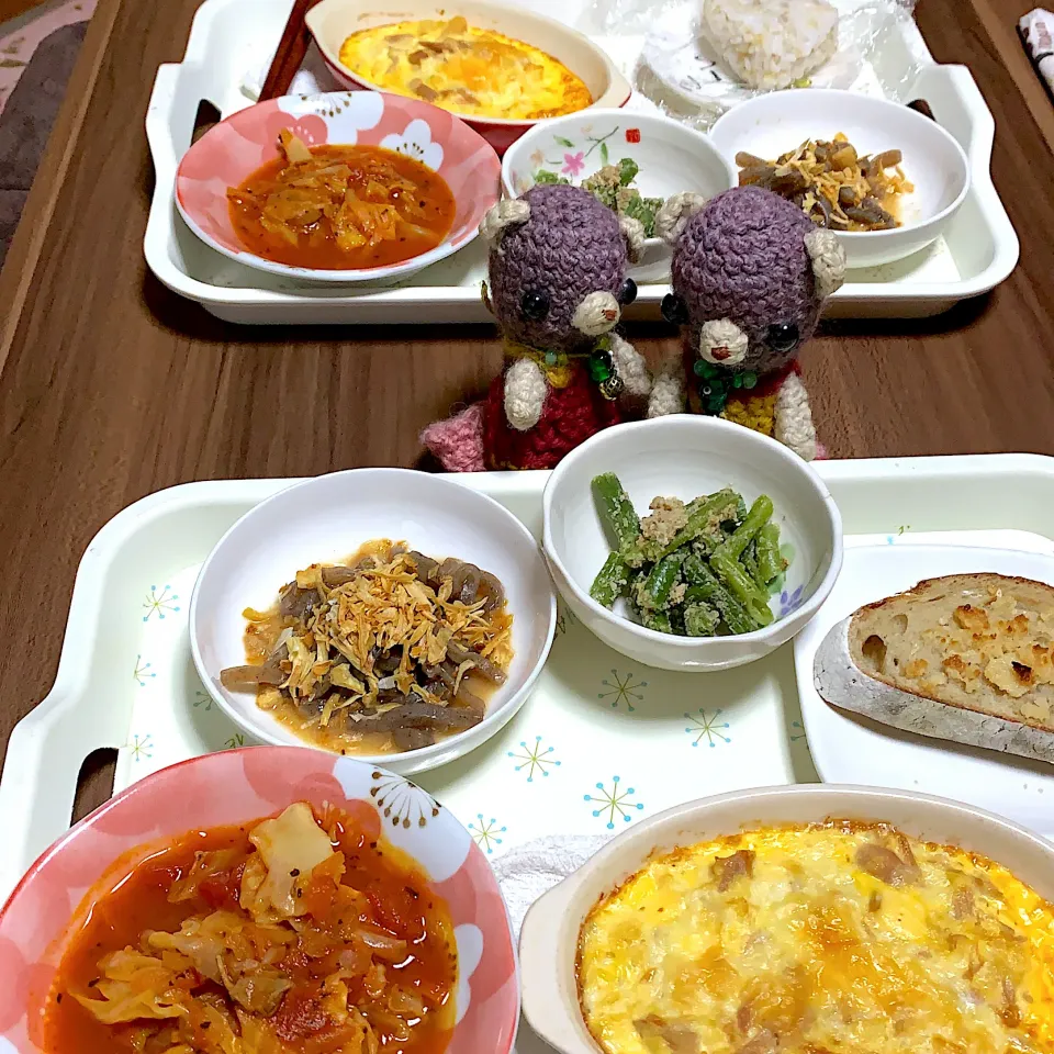 Snapdishの料理写真:晩ごぱん(๑>◡<๑) 母はおむすび( ・∇・)|chagashiさん