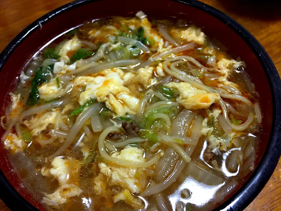 酸辣湯麺っぽくしたとろとろラーメン|さんだーさん