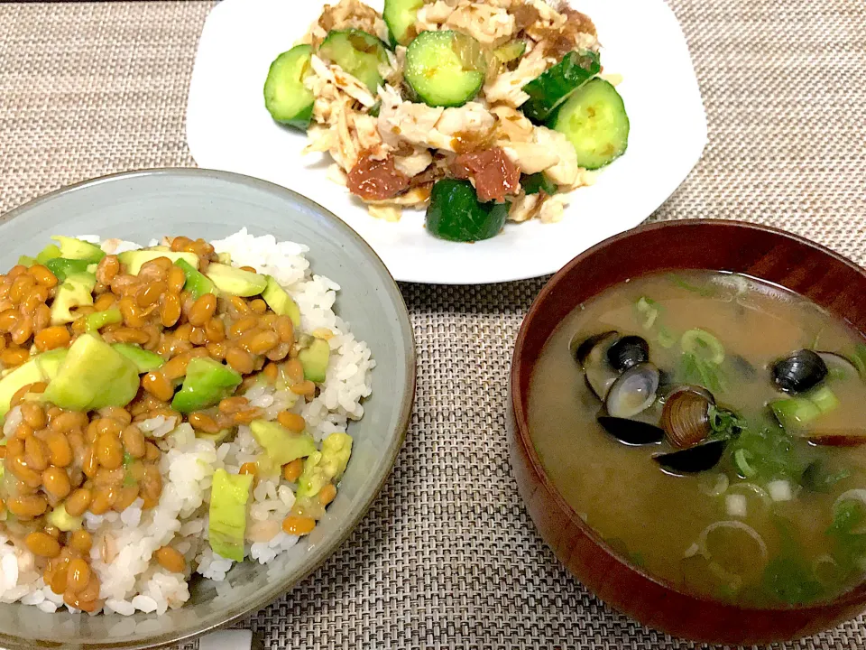 サラダチキンとキュウリのカツオ梅肉和え定食|Tak@さん