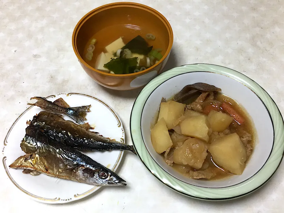 さんま、肉じゃが、お吸い物|aさん