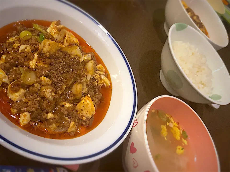 麻阿辣麻婆豆腐　鶏だし米麺卵入りスープ|ch＊K*∀o(^^*)♪さん