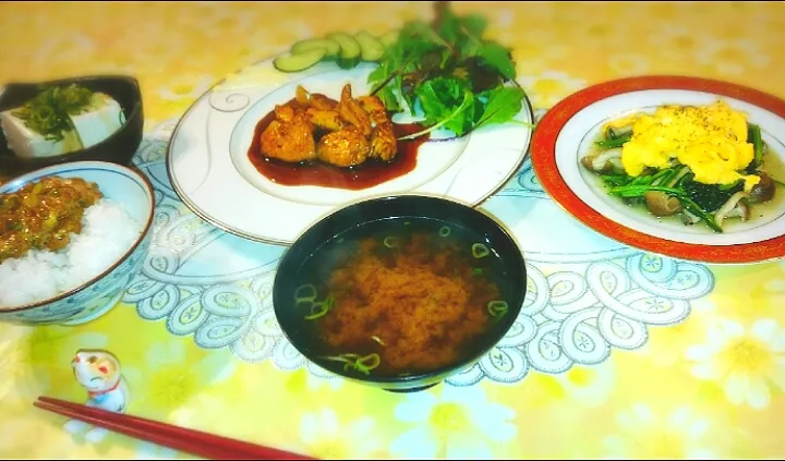 Snapdishの料理写真:照り焼きチキン定食|Taihey Nishinoさん