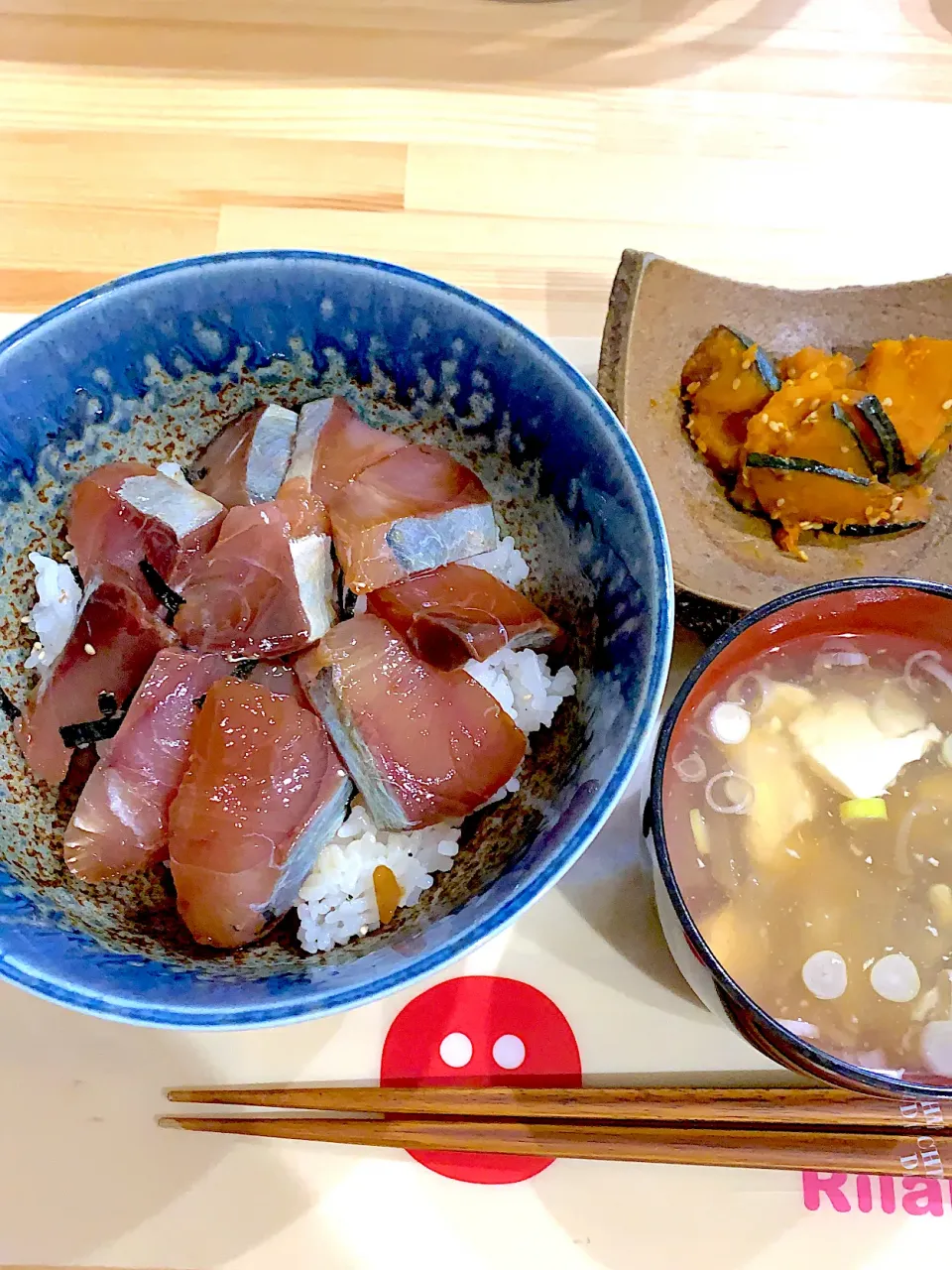 ・いなだの漬け丼　　・冬瓜の豆腐潰しスープ　　・かぼちゃの甘辛焼き|ぺろたんさん