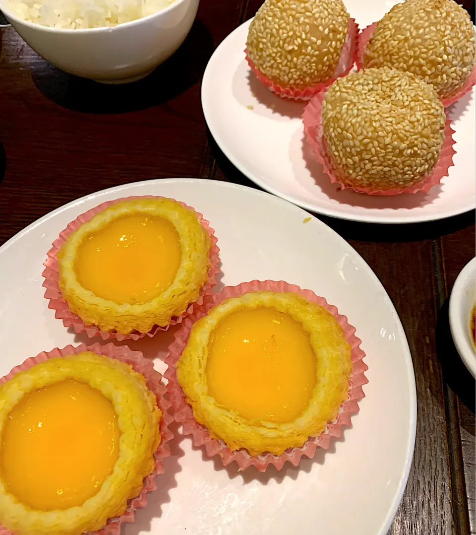 My favorite egg tarts & sesame balls|🌺IAnneさん